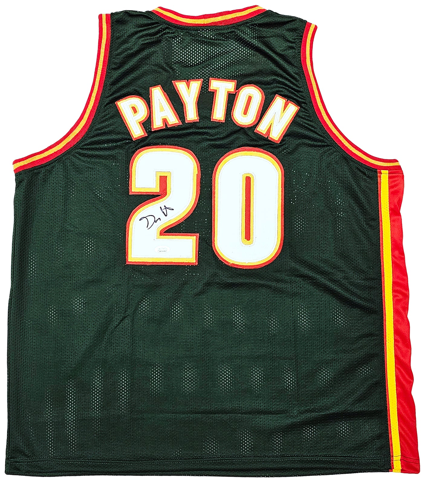 Seattle Supersonics Gary Payton Autographed Dark Green Jersey JSA Stock #215726