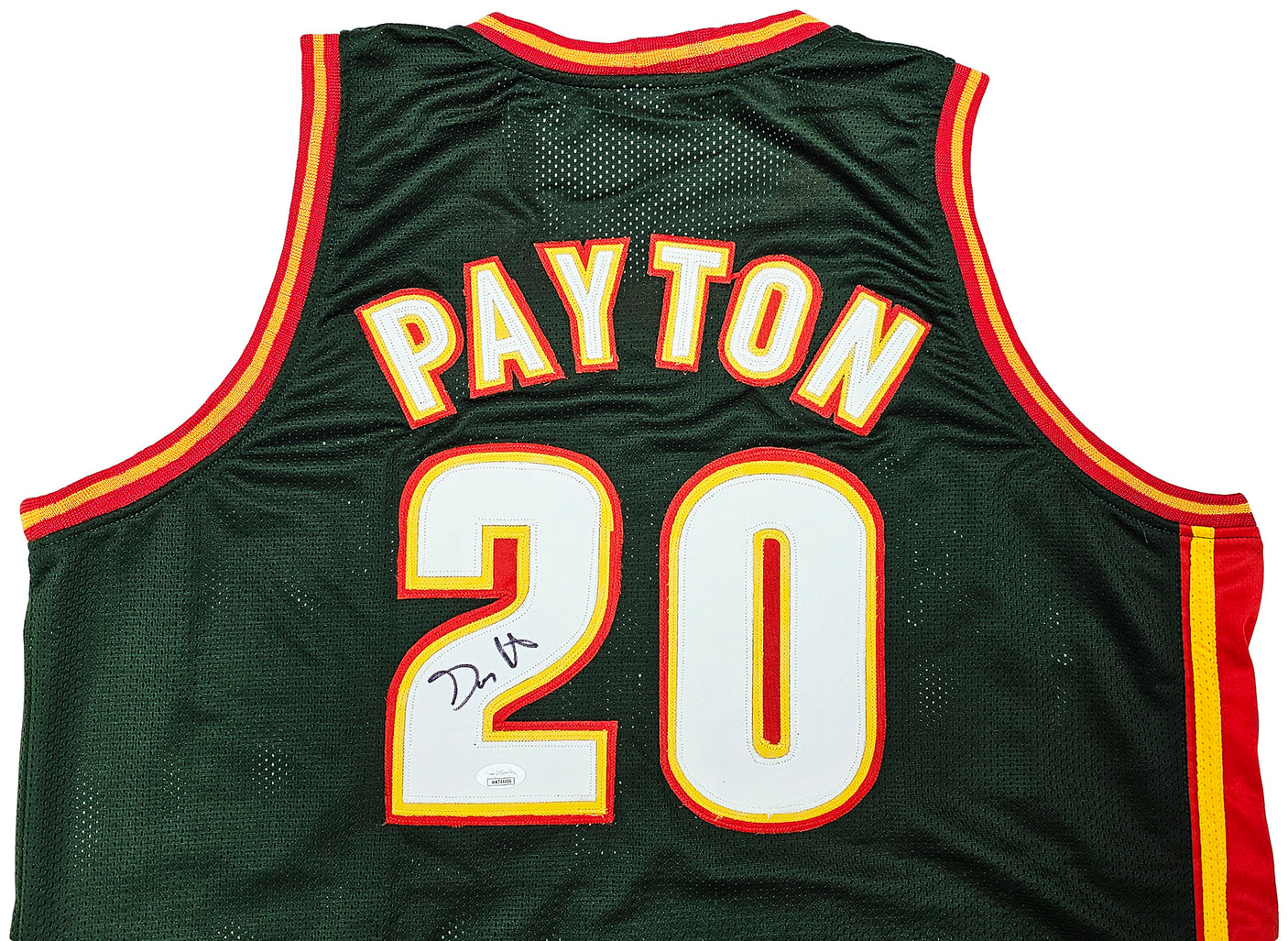 Seattle Supersonics Gary Payton Autographed Dark Green Jersey JSA Stock #215726