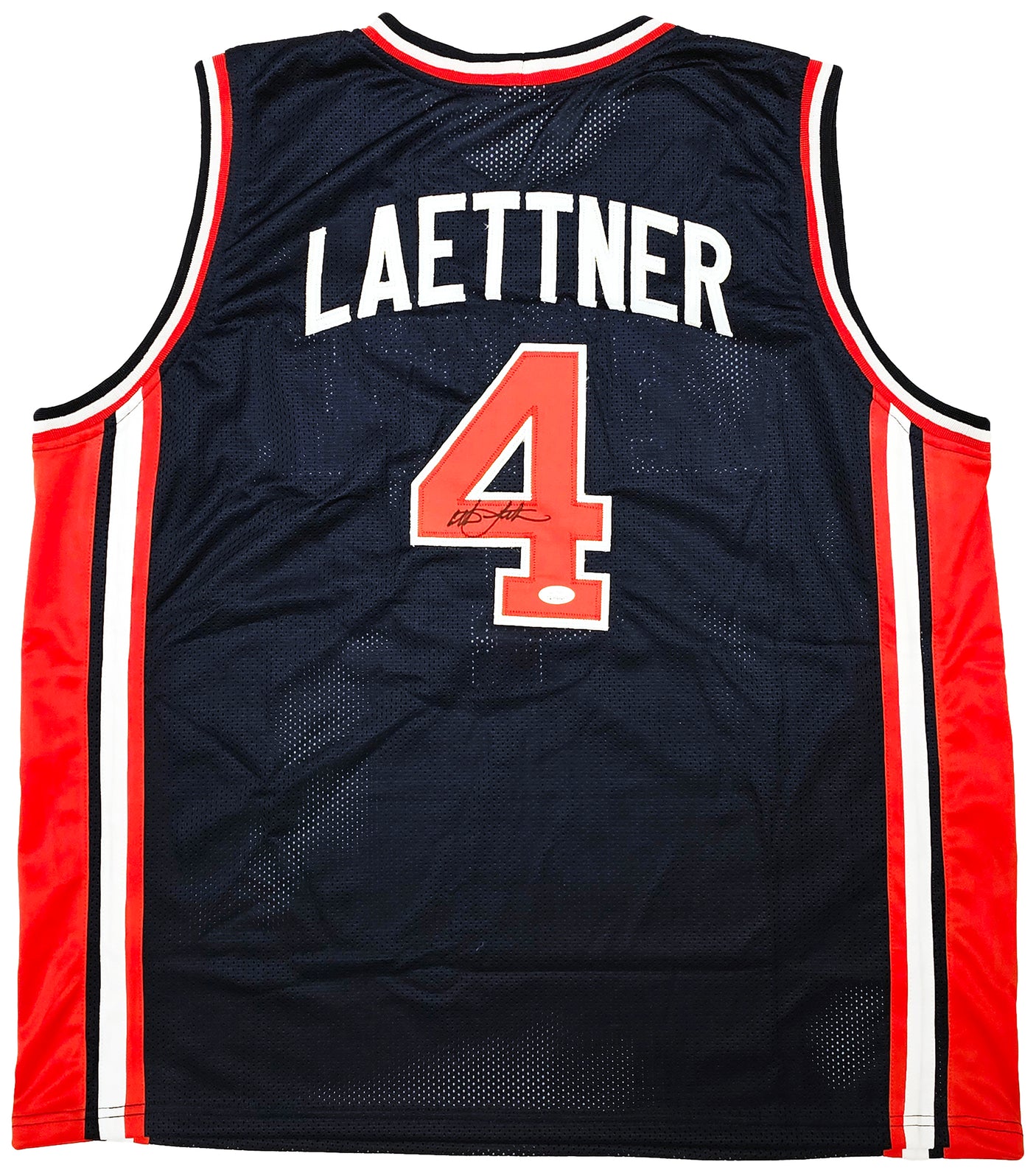 Team USA Christian Laettner Autographed Blue Jersey JSA Stock #215710