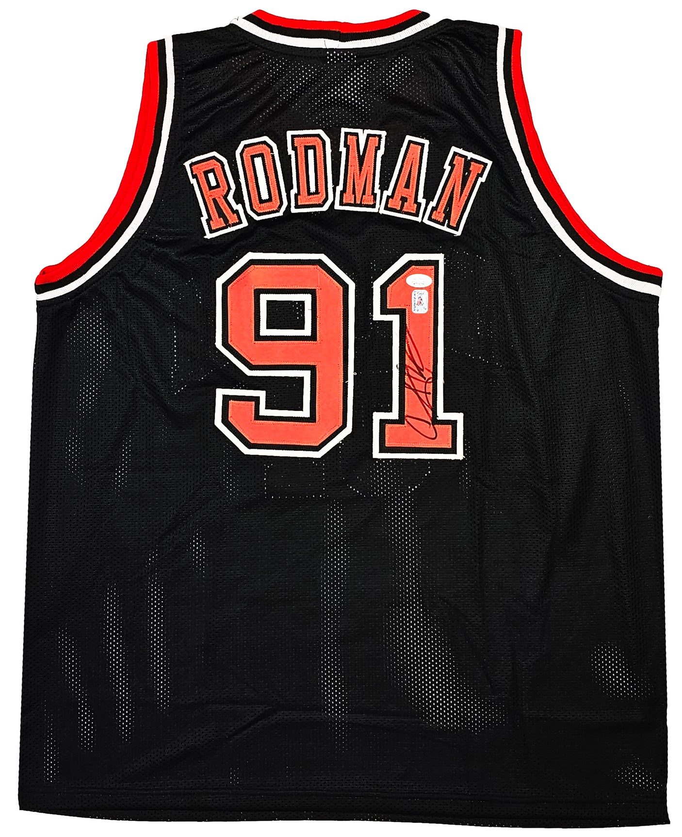Chicago Bulls Dennis Rodman Autographed Black Jersey JSA Stock #215736