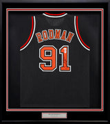 Chicago Bulls Dennis Rodman Autographed Framed Black Jersey JSA Stock #265446