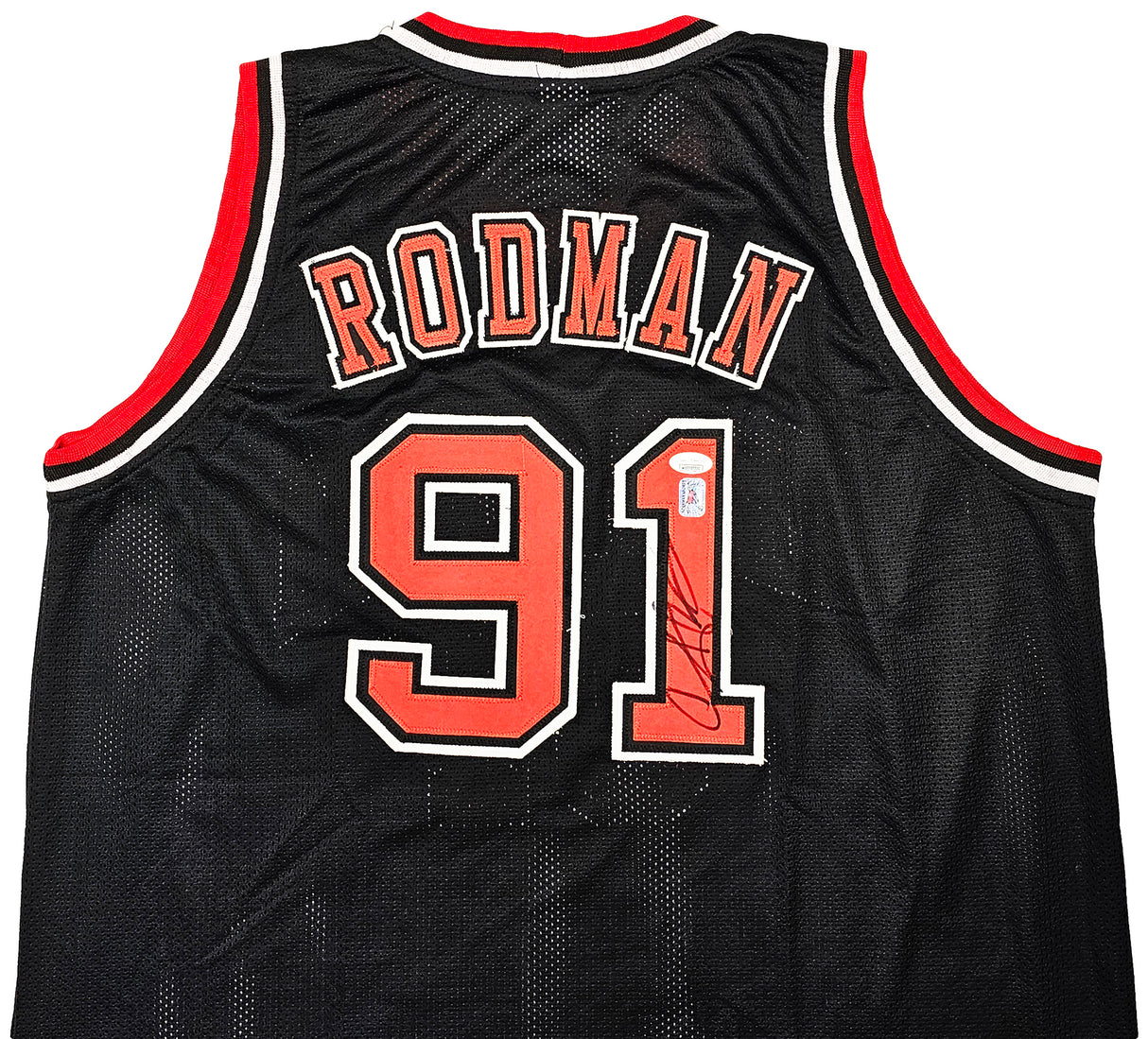 Chicago Bulls Dennis Rodman Autographed Black Jersey JSA Stock #215736