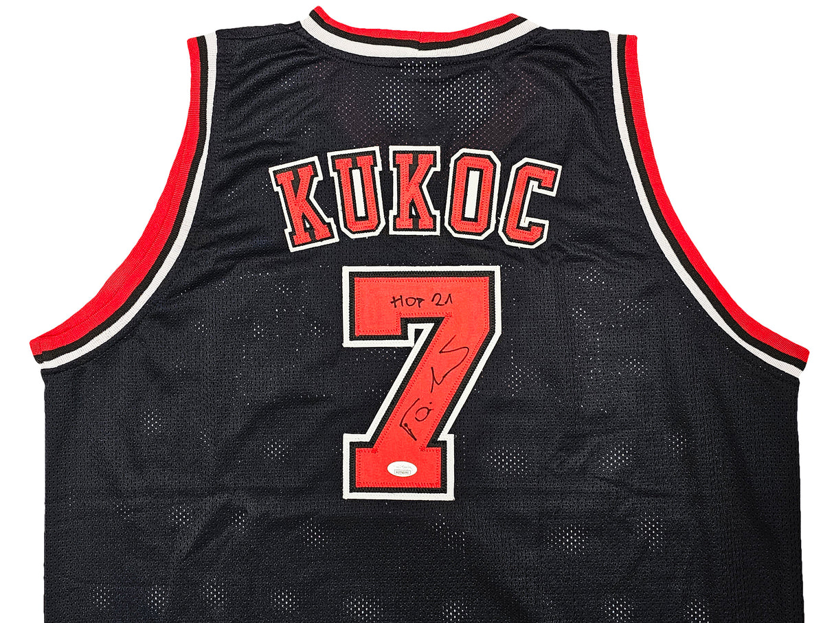 Chicago Bulls Toni Kukoc Autographed Black Jersey "HOF 21" JSA Stock #215751