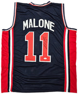 Team USA Karl Malone Autographed Blue Jersey JSA Stock #215760