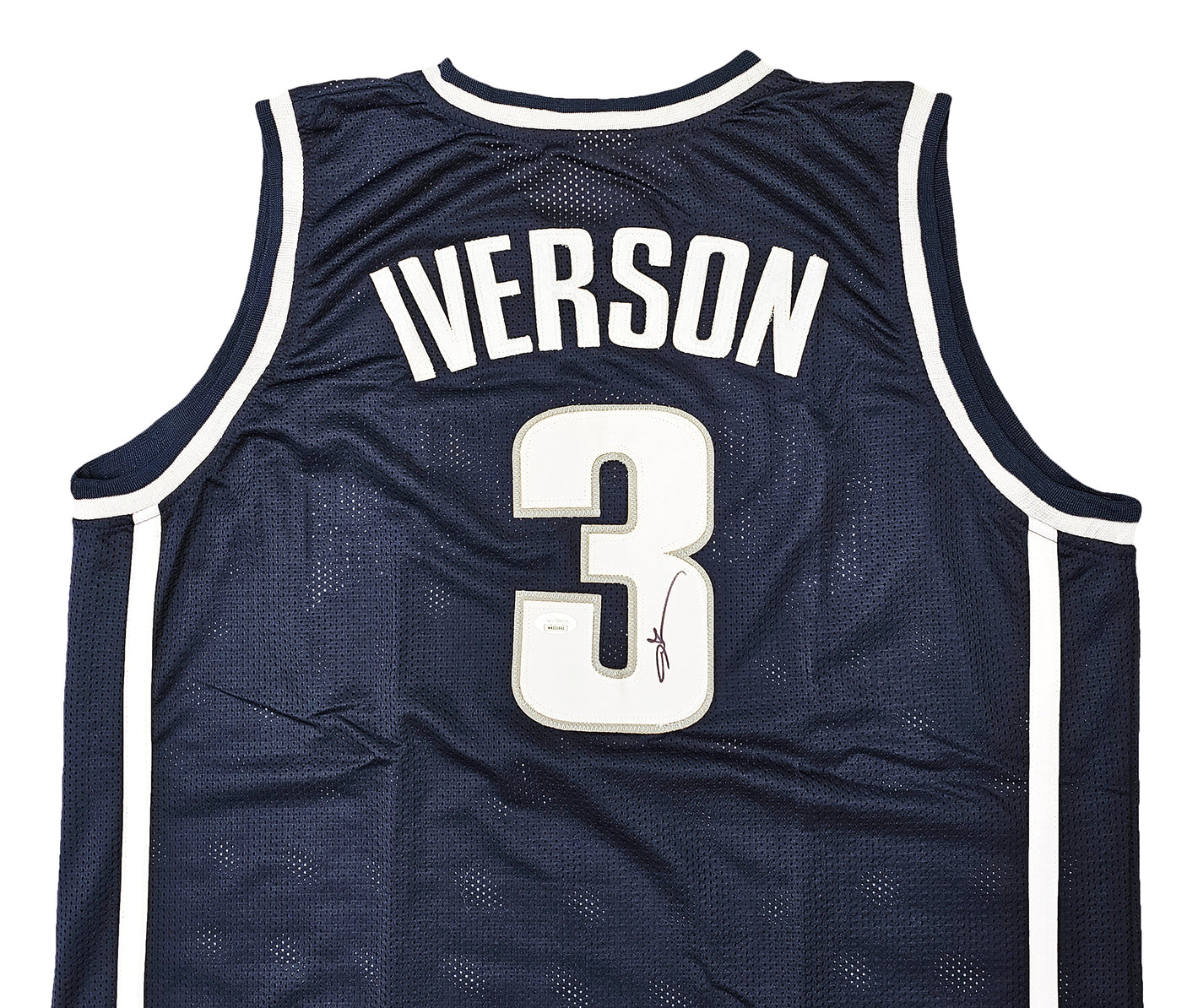 Georgetown Hoyas Allen Iverson Autographed Blue Jersey JSA Stock #215711