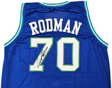 Dallas Mavericks Dennis Rodman Autographed Blue Jersey JSA Stock #215729