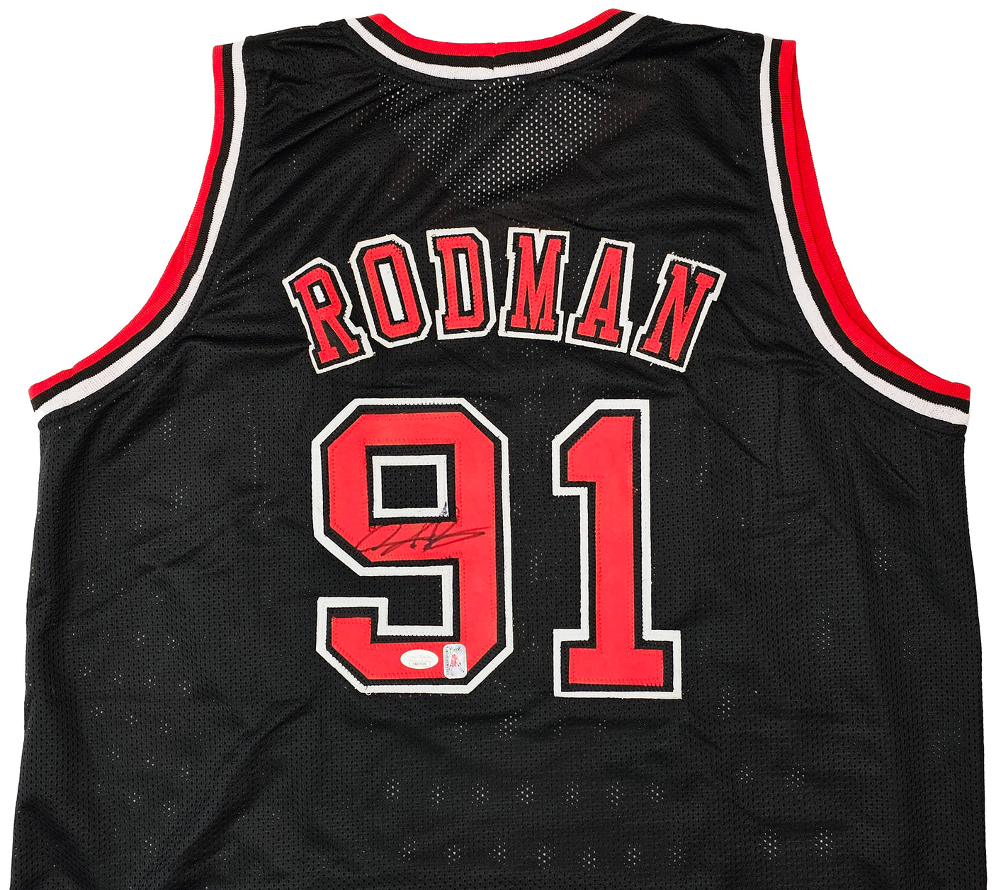 Chicago Bulls Dennis Rodman Autographed Black Jersey JSA Stock #215735