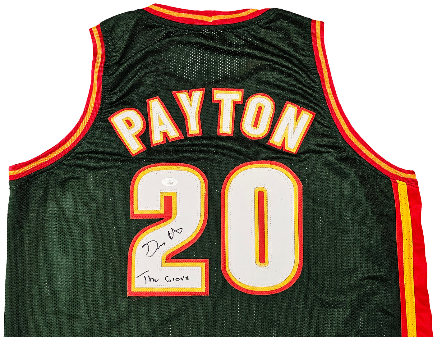 Seattle Supersonics Gary Payton Autographed Dark Green Jersey "The Glove" JSA Stock #215725