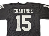 Oakland Raiders Michael Crabtree Autographed Black Jersey Beckett BAS Witness Stock #215669