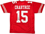 San Francisco 49ers Michael Crabtree Autographed Red Jersey Beckett BAS Witness Stock #215670