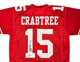 San Francisco 49ers Michael Crabtree Autographed Red Jersey Beckett BAS Witness Stock #215670