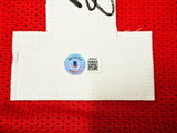 San Francisco 49ers Michael Crabtree Autographed Red Jersey Beckett BAS Witness Stock #215670