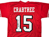 San Francisco 49ers Michael Crabtree Autographed Red Jersey Beckett BAS Witness Stock #215668