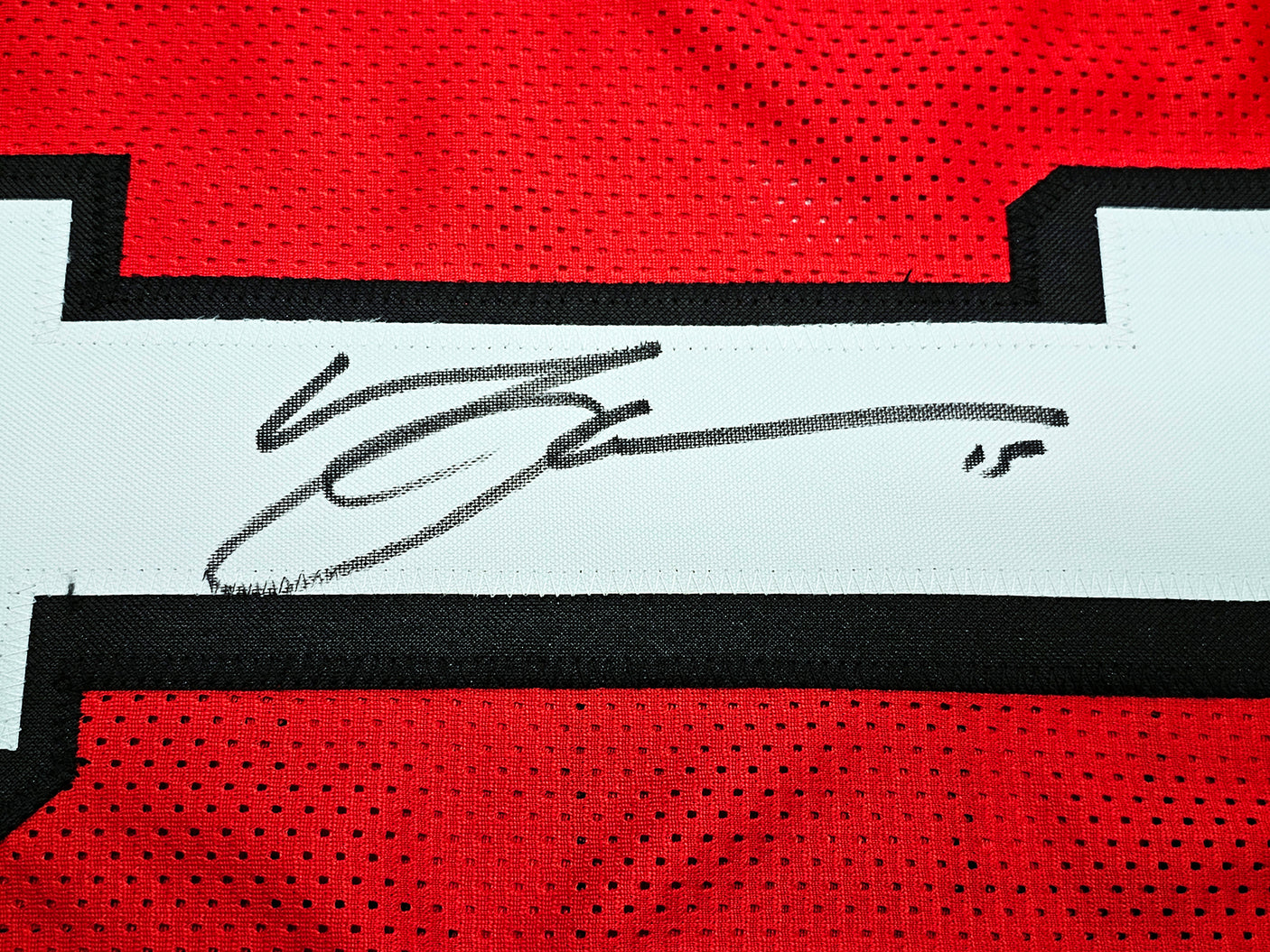 San Francisco 49ers Michael Crabtree Autographed Red Jersey Beckett BAS Witness Stock #215668