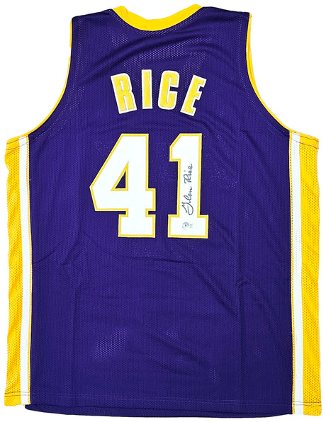 Los Angeles Lakers Glen Rice Autographed Purple Jersey Beckett BAS QR Stock #215768