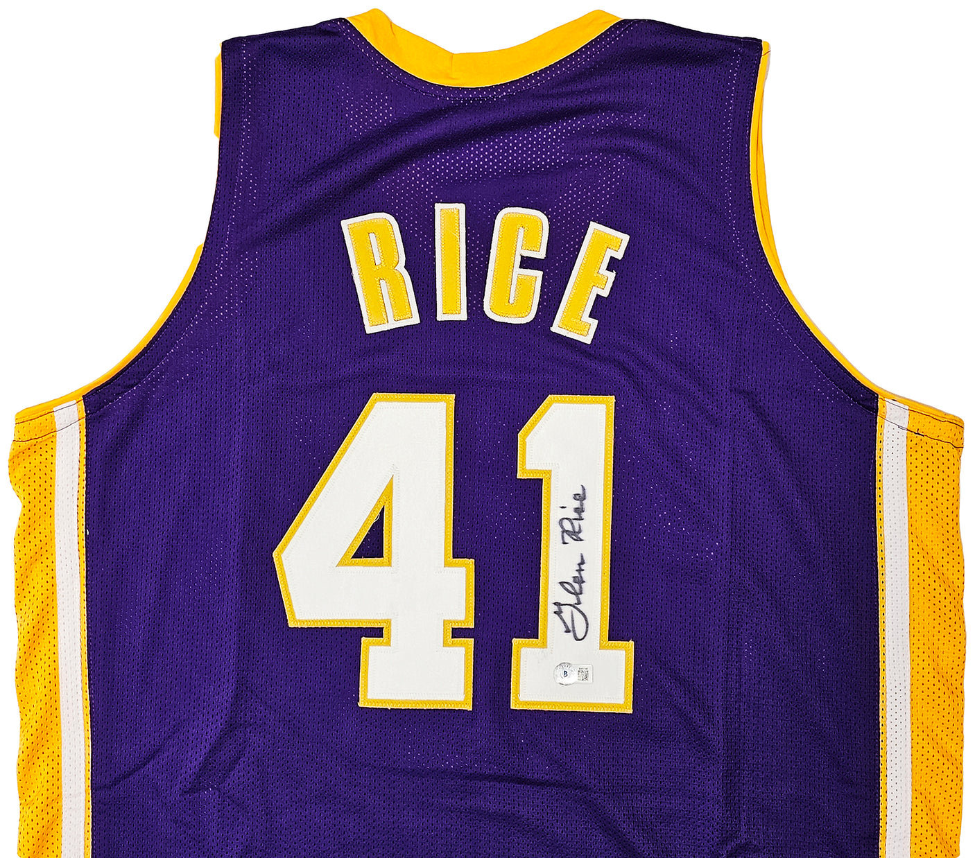 Los Angeles Lakers Glen Rice Autographed Purple Jersey Beckett BAS QR Stock #215768
