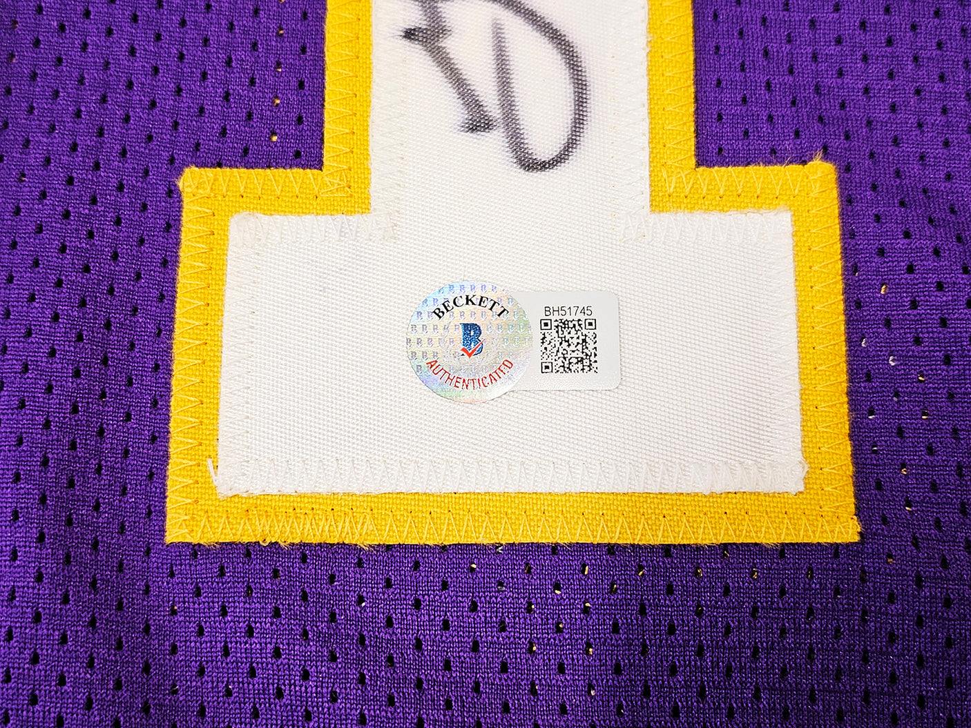 Los Angeles Lakers Glen Rice Autographed Purple Jersey Beckett BAS QR Stock #215768