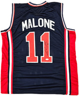 Team USA Karl Malone Autographed Blue Jersey JSA Stock #215761