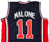 Team USA Karl Malone Autographed Blue Jersey JSA Stock #215761