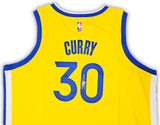 Golden State Warriors Stephen Curry Autographed Yellow Nike Swingman Jersey Size 56 Beckett BAS QR Stock #215829