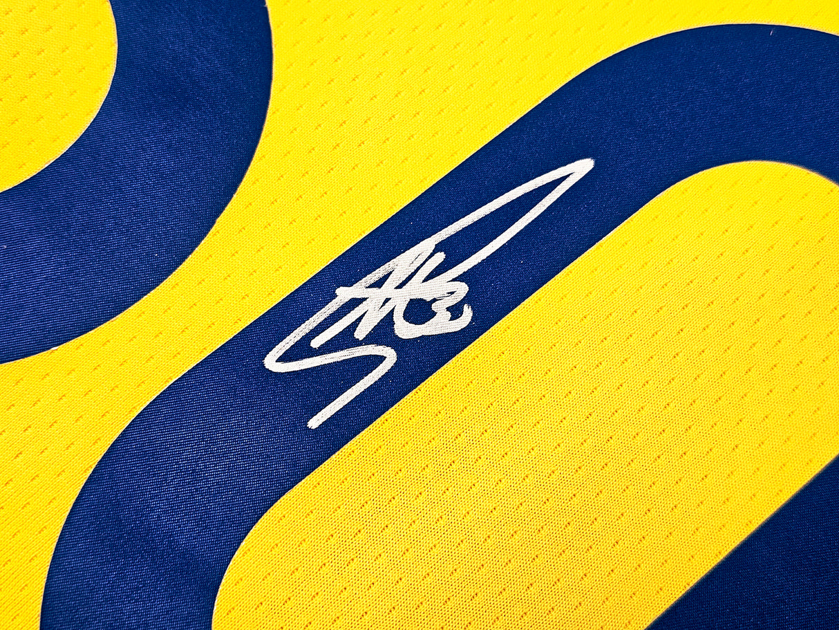 Golden State Warriors Stephen Curry Autographed Yellow Nike Swingman Jersey Size 56 Beckett BAS QR Stock #215829