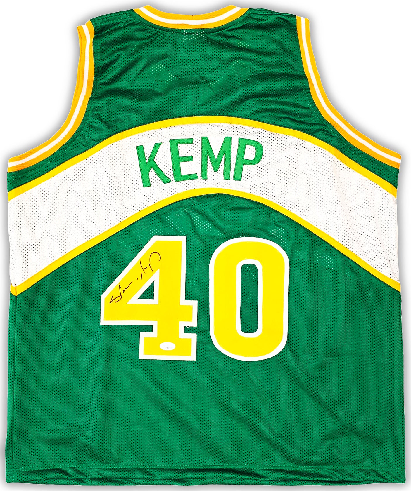 Seattle Supersonics Shawn Kemp Autographed Green Jersey JSA Stock #215746
