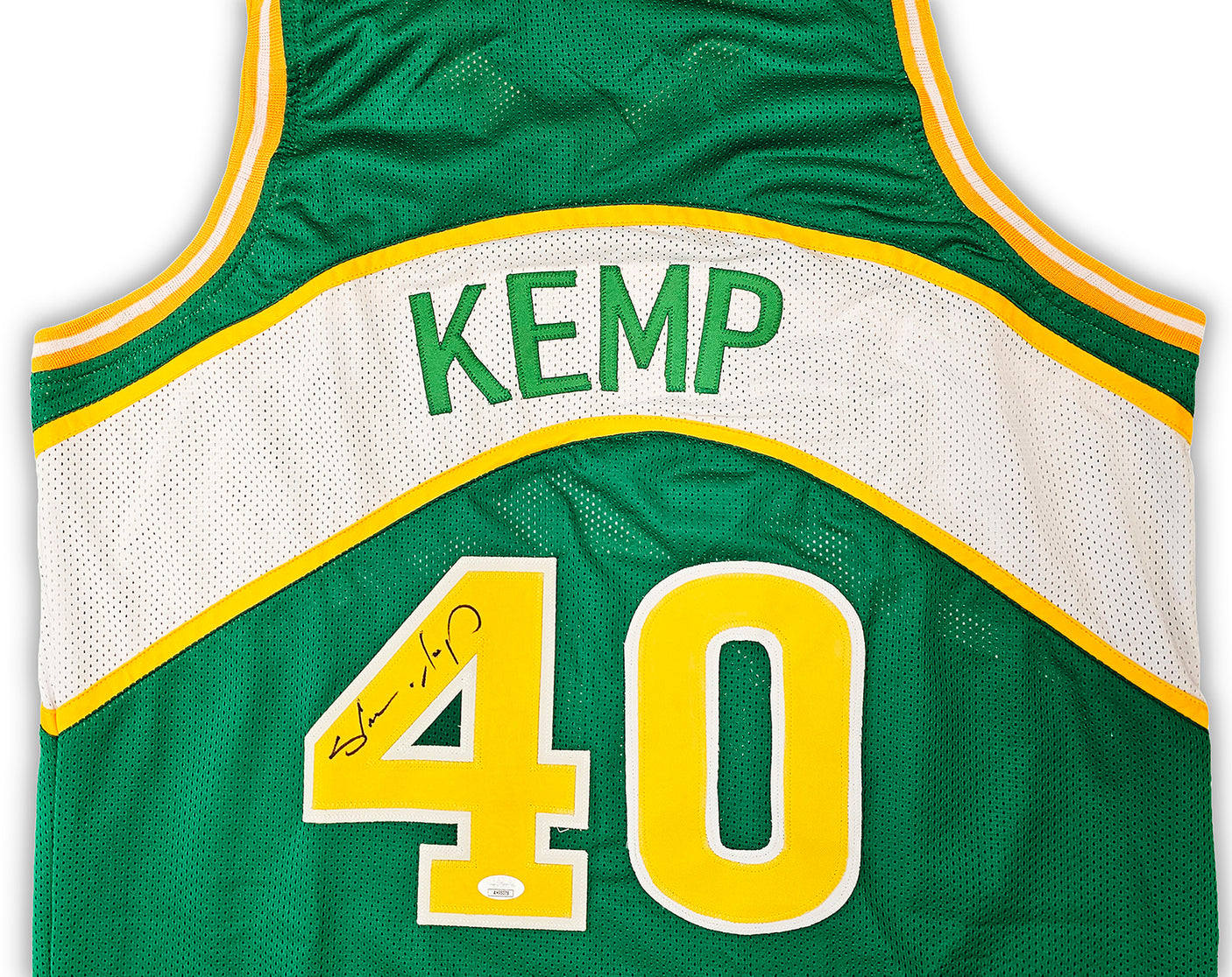 Seattle Supersonics Shawn Kemp Autographed Green Jersey JSA Stock #215746