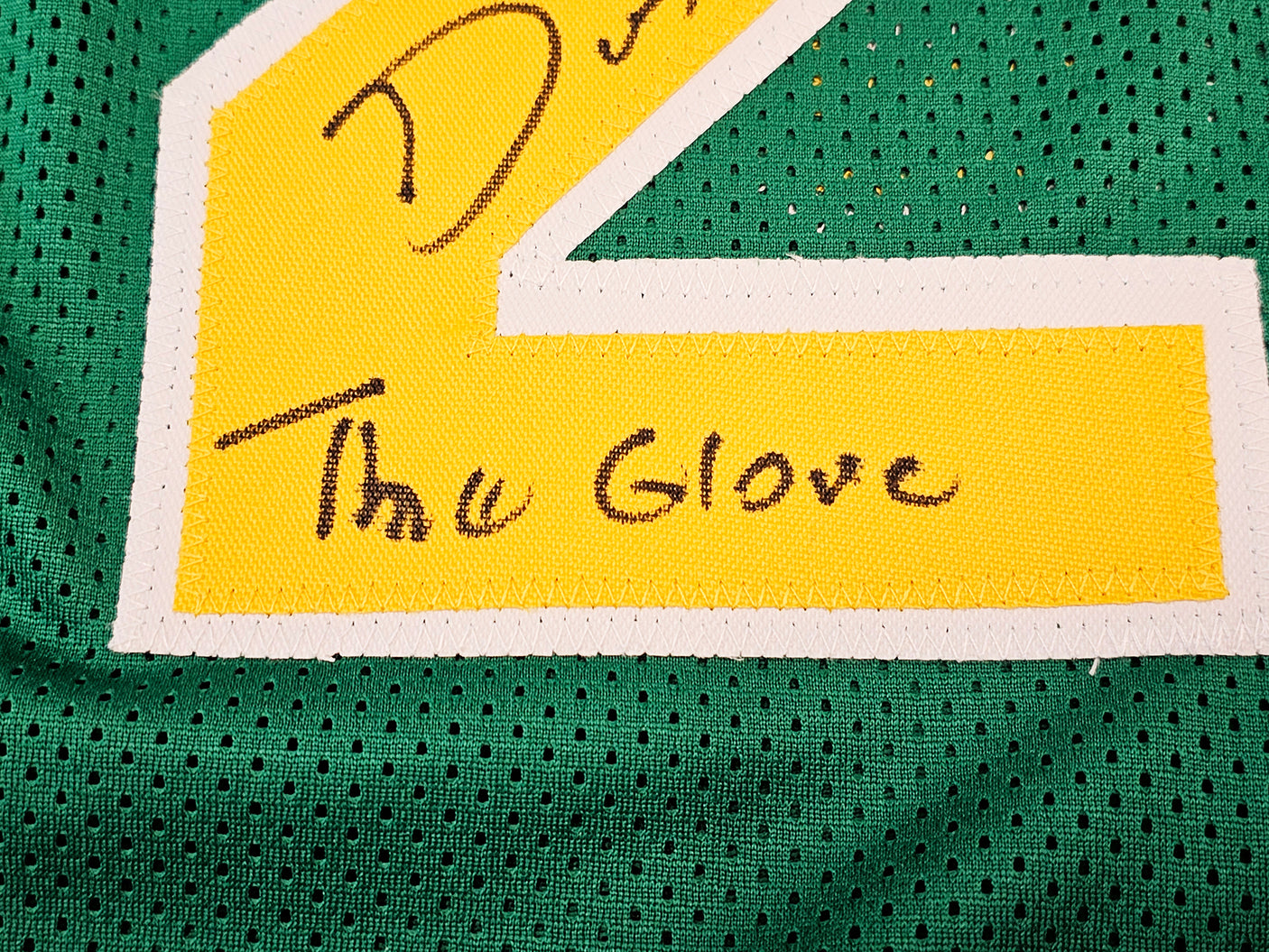 Seattle Supersonics Gary Payton Autographed Green Jersey "The Glove" JSA Stock #215766