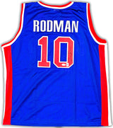 Detroit Pistons Dennis Rodman Autographed Blue Jersey JSA Stock #215742