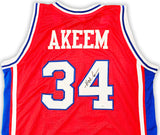 Houston Cougars Hakeem Olajuwon Autographed Red Jersey JSA Stock #215696