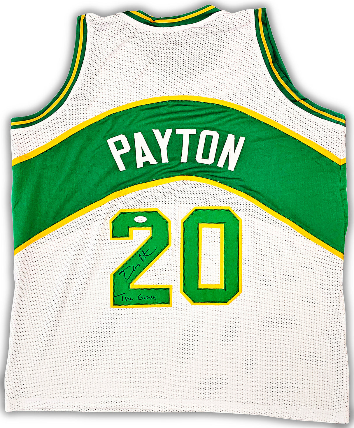 Seattle Supersonics Gary Payton Autographed White Jersey "The Glove" JSA Stock #215727