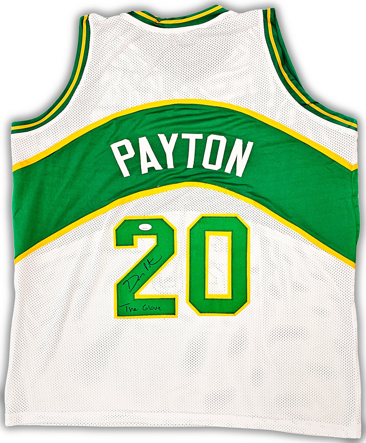 Seattle Supersonics Gary Payton Autographed White Jersey "The Glove" JSA Stock #215727
