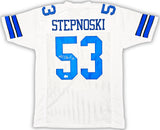 Dallas Cowboys Mark Stepnoski Autographed White Jersey Beckett BAS QR Stock #215776