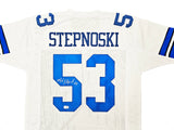 Dallas Cowboys Mark Stepnoski Autographed White Jersey Beckett BAS QR Stock #215776