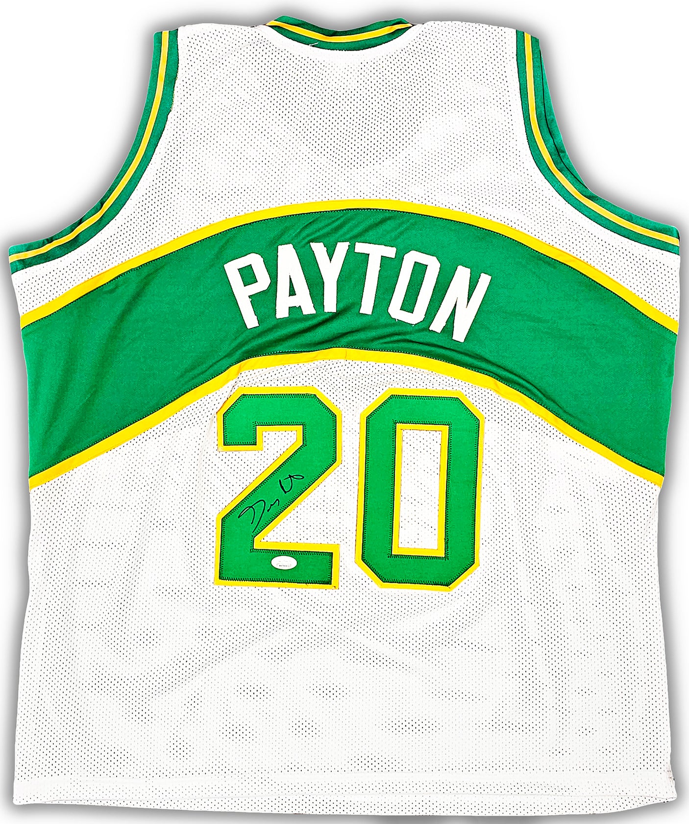 Seattle Supersonics Gary Payton Autographed White Jersey JSA Stock #215728