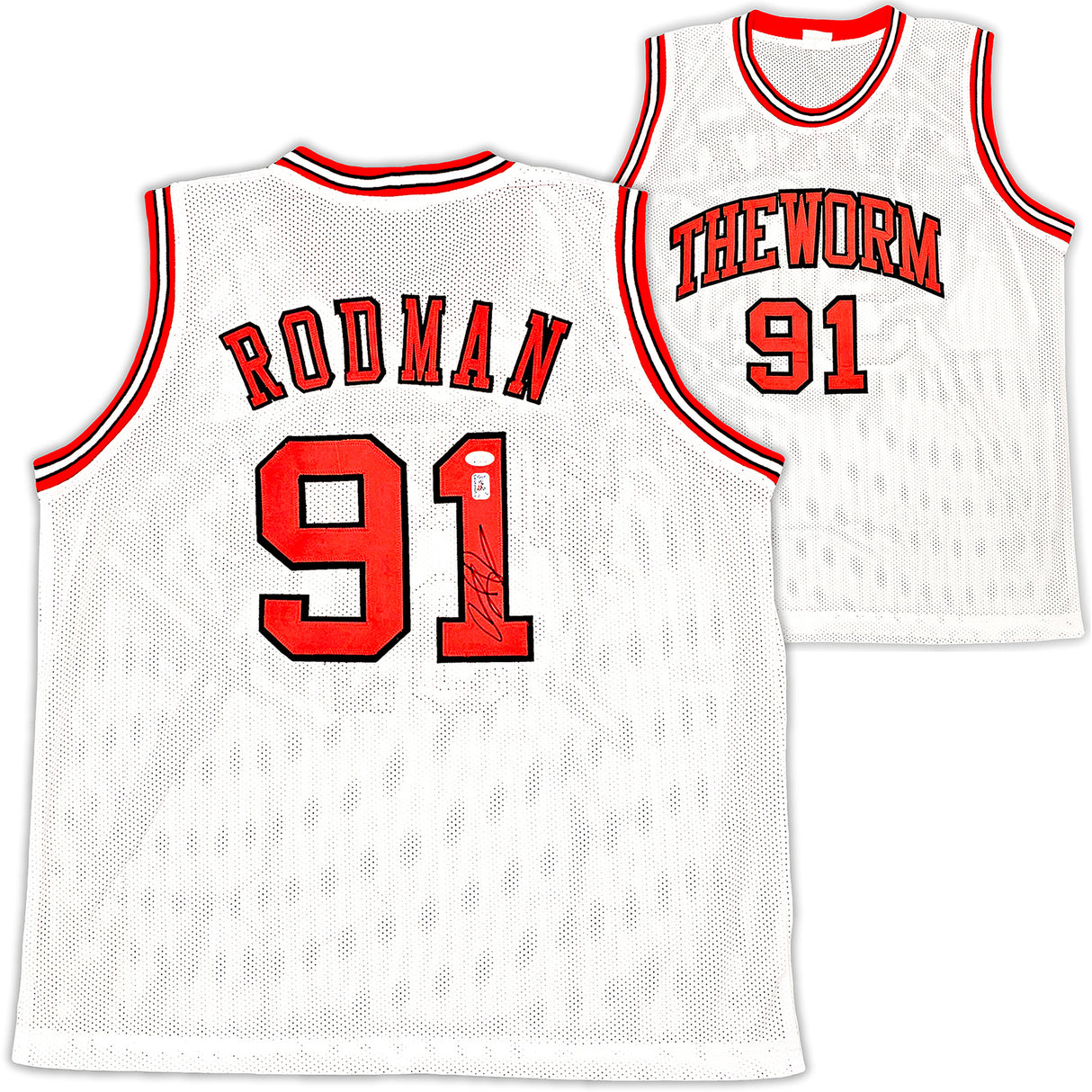 Chicago Bulls Dennis Rodman Autographed White Jersey JSA Stock #215738