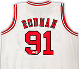 Chicago Bulls Dennis Rodman Autographed White Jersey JSA Stock #215737