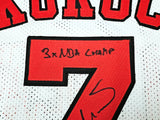 Chicago Bulls Toni Kukoc Autographed White Jersey "3x NBA Champ" JSA Stock #215749