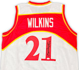 Atlanta Hawks Dominique Wilkins Autographed White Jersey "HOF" JSA Stock #215700
