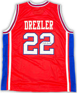 Houston Cougars Clyde Drexler Autographed Red Jersey JSA Stock #215764