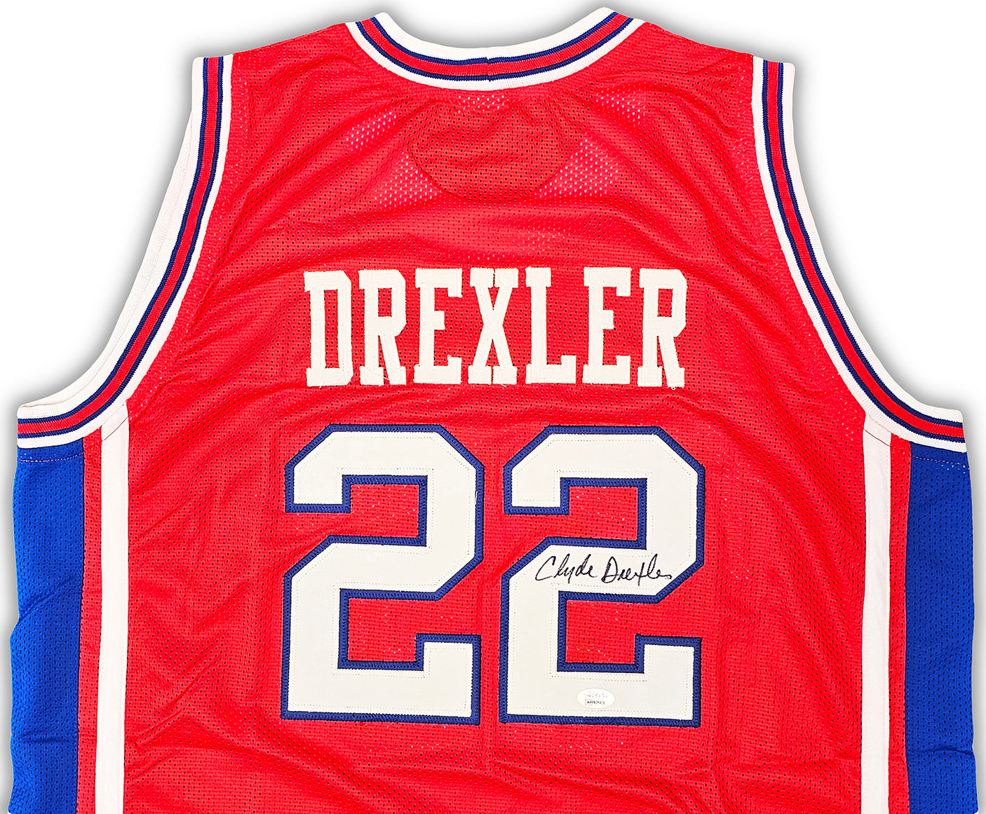 Houston Cougars Clyde Drexler Autographed Red Jersey JSA Stock #215764