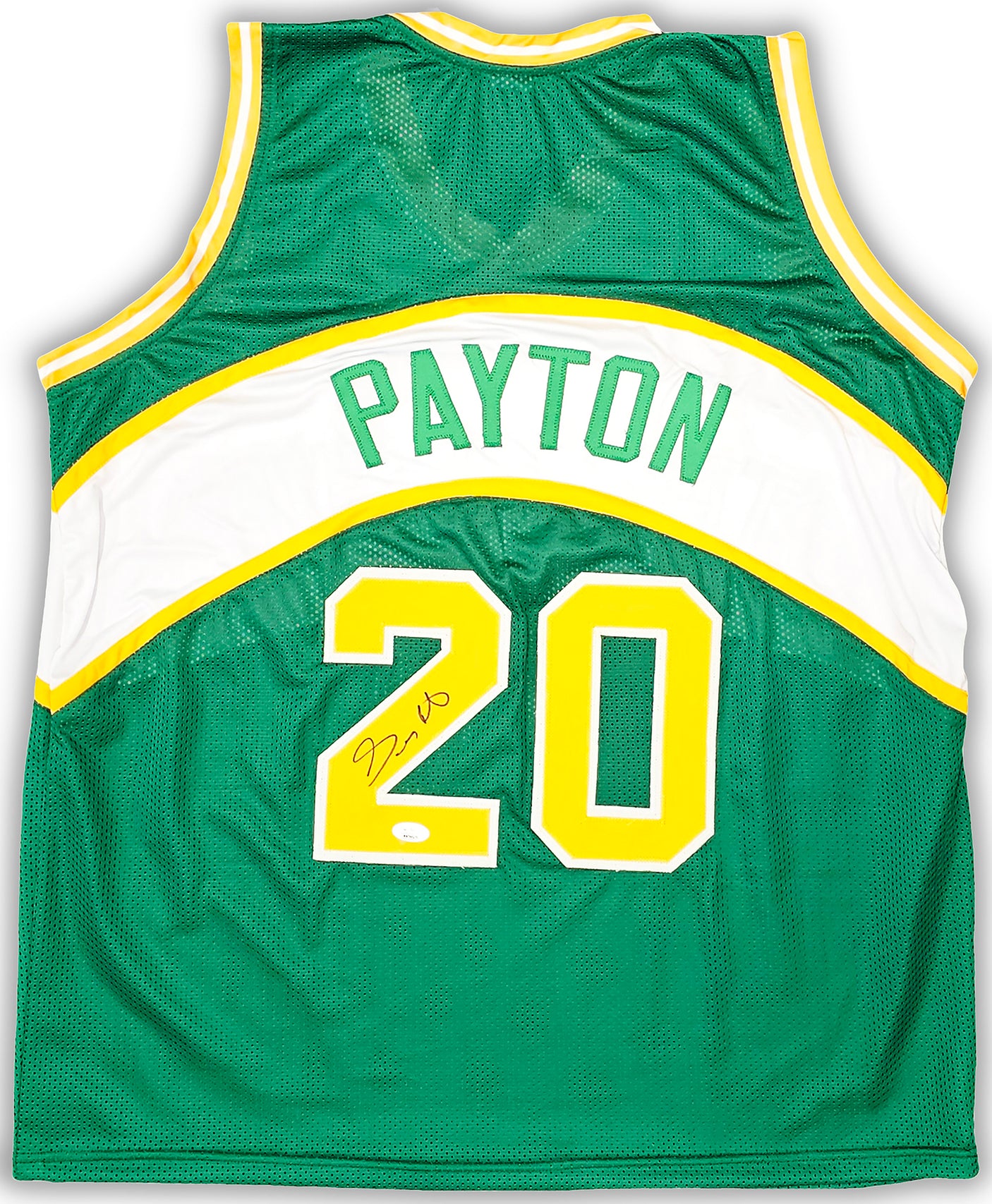 Seattle Supersonics Gary Payton Autographed Green Jersey JSA Stock #215724