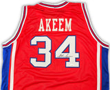 Houston Cougars Hakeem Olajuwon Autographed Red Jersey JSA Stock #215697