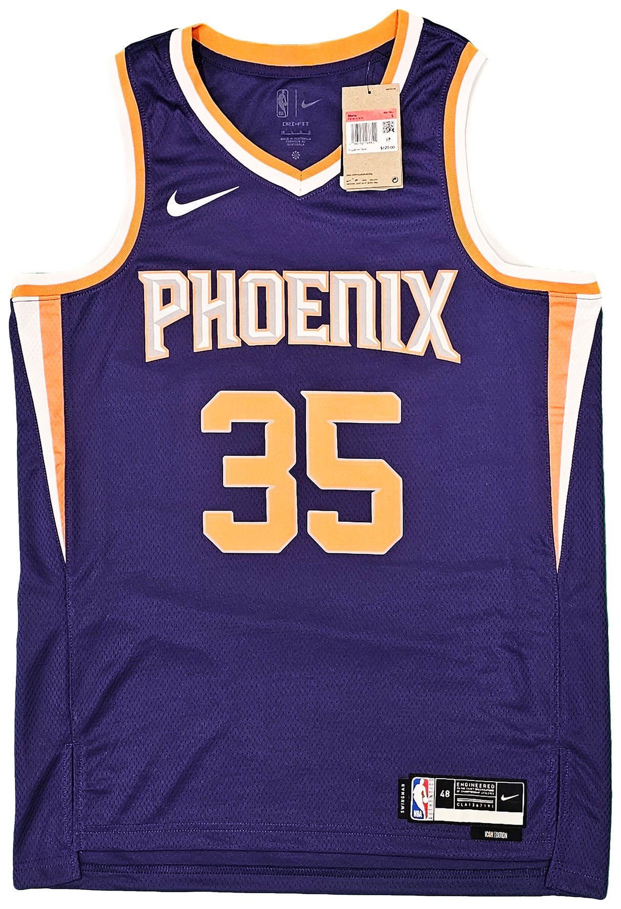 Phoenix Suns Kevin Durant Autographed Purple Nike Icon Edition Jersey Size 48 Beckett BAS QR Stock #215769