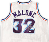 Utah Jazz Karl Malone Autographed White Jersey JSA Stock #215763