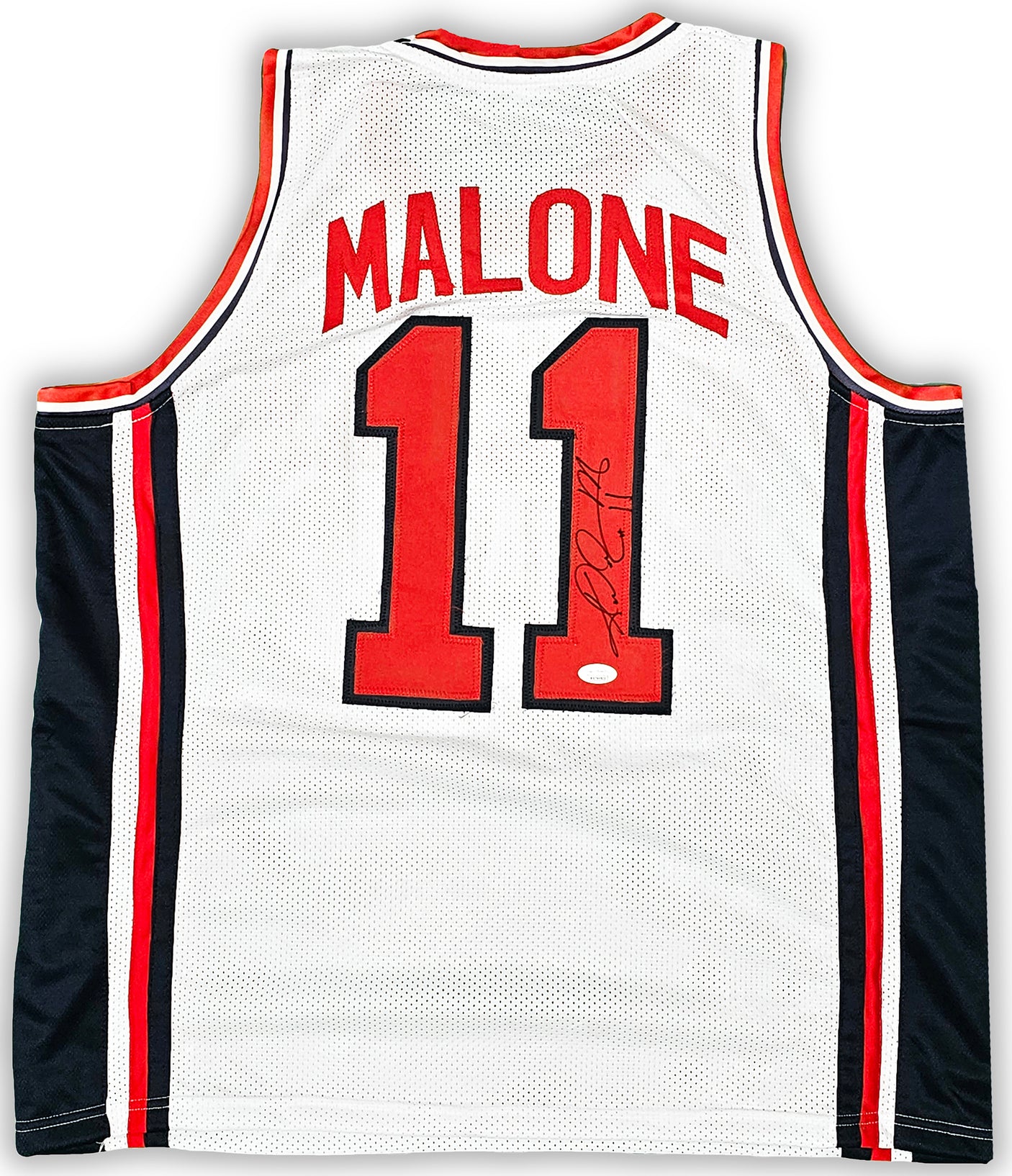 Team USA Karl Malone Autographed White Jersey JSA Stock #215759