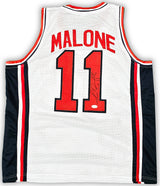 Team USA Karl Malone Autographed White Jersey JSA Stock #215759