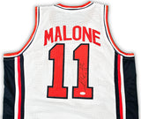 Team USA Karl Malone Autographed White Jersey JSA Stock #215759