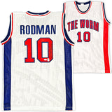 Detroit Pistons Dennis Rodman Autographed White Jersey JSA Stock #215730