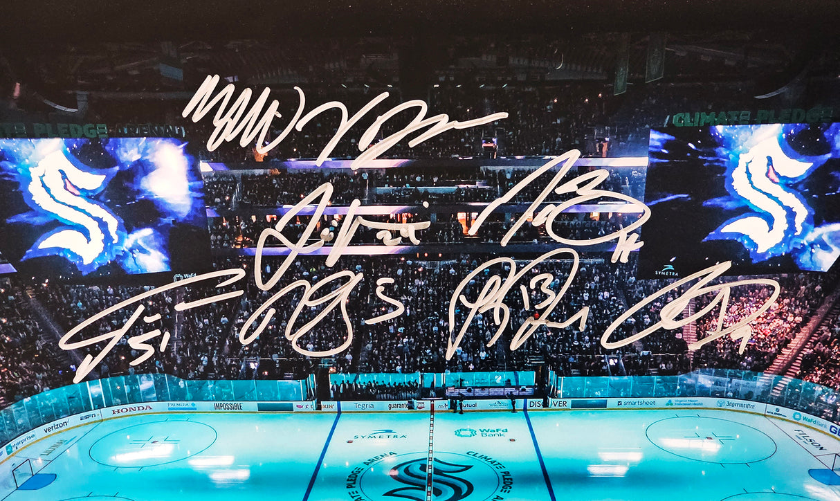 Seattle Kraken 2021-22 Inaugural Team Signed Autographed Framed 16x20 Photo With 24 Signatures Including Jordan Eberle & Yanni Gourde #/99 Fanatics Holo Stock #218624